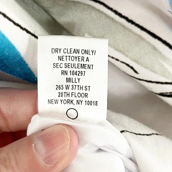 Milly Blue & White Abstract Floral Sleeveless Dress with Pockets Women's Size 4 - Picture 9 of 9